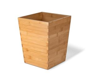 OSCO Cubo de basura cuadrado de bambú | Altura - 28 cm | Ancho - 22 cm | Cubo de basura | Cesta de papel de basura | Contenedor de reciclaje | Oficina | Hogar | Baño