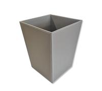 OSCO Cubo de basura de piel sintética gris | Cuadrado | Altura - 28,5 cm | Diámetro - 23 cm | Cubo de basura | Cesta de papel | Contenedor de reciclaje | Oficina | Hogar | Baño