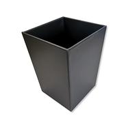 Osco Cubo de basura de piel sintética negra | Cuadrado | Altura - 28,5 cm | Diámetro - 23 cm | Papelera | Cesta de papel | Contenedor de reciclaje | Oficina | Hogar | Baño