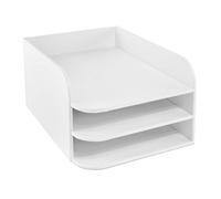 OSCO Faux Leather 3 Tier Designer Letter Tray - White, WHPUD3TT
