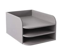 Osco GRYPU3DTT Faux Leather 3 Tier Designer Letter Tray - Grey