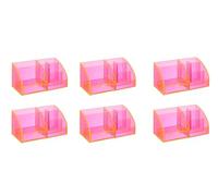 OSCO Organizador de escritorio acrílico neón | Paquete de 6 | 7 secciones | Cajón extraíble | Organizador de escritorio | Almacenamiento de papelería | Maquillaje | Cosméticos | Alto 12 x Ancho 25 x