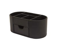 OSCO Organizador de escritorio de piel sintética con cajón, organizador de escritorio de oficina, soporte para bolígrafos, contenedor de maquillaje, almacenamiento de lápices, organizador de papelería