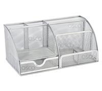 Osco - Organizador de escritorio grande (malla, resistente, con almohadillas de goma), color plateado, plateada