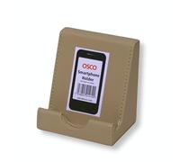 OSCO Soporte para teléfono de Piel sintética Color Gris Pardo Claro | Soporte para móvil | Base para teléfono Celular | Soporte para Dispositivo | 8 x 8,7 x 6 cm |