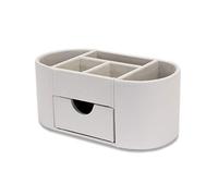 OSCO WPUDO3 - Organizador de escritorio de piel sintética con cajón, color blanco