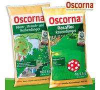 Oscorna Set: Rasaflor Abono de Césped + Árbol Arbustos & Setos (Cada 10,5 KG)