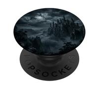 Oscuro Gótico Castillo Acantilado Fantasía Misterio Paisaje Gráfi PopSockets PopGrip Adhesivo