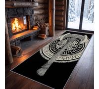 Oscuro gótico runa vikingo nudo celta alfombra pasillo largo 80x300 cm moqueta, antideslizante mitología nórdica corredor pasaje pasillo negro y blanco largo alfombra corredor para cocina salón