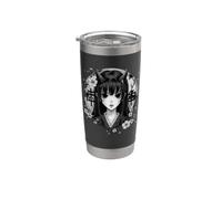 Oscuro Japonés Estética Anime Horror Demonio Yokai Chica Vaso térmico de acero inoxidable de doble pared