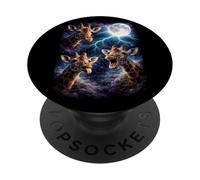 Oscuro Jirafa Bajo la Luna Llena Vintage Fantasía Rayo PopSockets PopGrip Adhesivo