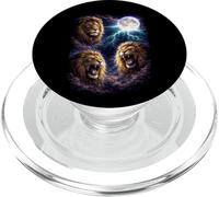 Oscuro Leones Bajo la Luna Llena Vintage Fantasía Rayo PopSockets PopGrip para MagSafe