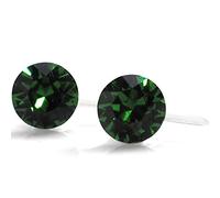 Oscuro verde Swarovski Rhinestone simple Invisible Clip On pendientes Miyabi Grace