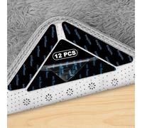 OSDUE 12 Piezas Antideslizante para Alfombras, Pinzas para Alfombras Lavable y Reutilizable con Fuerte Adhesión Alfombra Antideslizantede Doble Cara Cinta Adhesivo de Madera Dura y Azulejos