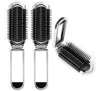OSDUE 2 Piezas Cepillo de pelo de viaje con espejo,compacto cepillo de pelo plegable Con función de masaje,mini bolsillo Cepillo de Viaje para gimnasio, viajes, herramientas de peinado.