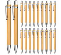OSDUE 20 Bolígrafos, Bolígrafo Retráctil de Bambú, Tinta Negra, Punta Media, 0.039 in, Bolígrafos de Regalo para Escribir, Diario, Escuela, Suministros de Oficina, Regalo de Graduación