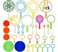 OSDUE 31PCS Kit de Soplado de Burbujas, Kit de Burbujas de Jabón, kit de Burbujas para Niños, Kit de Burbujas Creativo, Adecuado para Actividades al Aire Libre, Fiestas de Cumpleaños,Juegos Infantiles