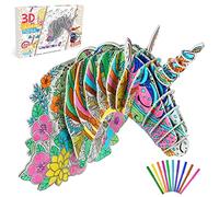 OSDUE 3D Puzzle Coloring Craft Kit, 3D Unicorn Puzzle Kids Crafts, Funny Creative Toy Gift Regalos de Año Nuevo para niños y niñas 3 4 5 6 7 8 9 10 años
