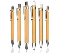 OSDUE 6 Bolígrafos, Bolígrafo Retráctil de Bambú, Tinta Negra, Punta Media, 0.039 in, Bolígrafos de Regalo para Escribir, Diario, Escuela, Suministros de Oficina, Regalo de Graduación