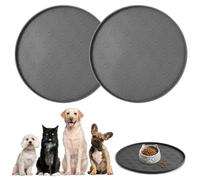 OSDUE Alfombras para Comederos Perros Gatos, 2 Piezas Impermeable Alfombrillas Lamer de Silicona 27cm Tapetes para Comer Antideslizante Prueba de Derrames Fácil de Limpiar Alivio de Ansiedad, Redondo