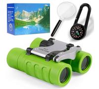 OSDUE Binoculares para Niños, Gran Aumento 8x21 Prismáticos a Prueba de Golpes, Juguetes con Lupa y Brújula para Edades 3-12 Años, Regalos de Cumpleaños para Exterior (Verde)
