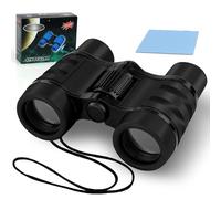 OSDUE Binoculares para Niños, Mini Binoculares Compactos a Prueba de Golpes, Juguetes Telescópicos para Observación de Aves Al Aire Libre, con Tela para Anteojos (Negro)