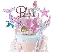 OSDUE Cake Toppers, Suministros de Fiesta de Cumpleaños Reutilizables DIY, Decoración de Pastel, Pink Pony, Mermaid, Sea Animals, Critter Forest