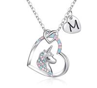 OSDUE Conjuntos de Joyas de Unicornio, Collares de Unicornio, Pulseras Anillos,Pendientes, Joyería para Niñas, Regalos de Cumpleaño Plata M