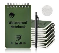 OSDUE Cuadernos Impermeables 10 Piezas, Papel Cuadrícula, 50 Hojas, 3"x5" Portátil Espiral Bolsillo Bloc de Notas para Todo Tipo de Clima para GrabacióN De Actividades Al Aire Libre Verde militar
