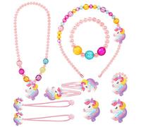 OSDUE Juegos de Joyas de Unicornio para Niños, Juegos de Joyas de Unicornio para Niñas, Collares, Diademas, Pulseras,Anillos,Pendientes, Lazos para El Pelo, Pinzas para El Pelo, Regalos de Cumpleaños