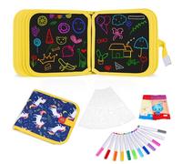 OSDUE Juegos de Pintura para Niños,Tabla de Dibujo Portátil para Niños Reutilizable con 12 Bolígrafos Borrables de Color,Libros Blandos de Pizarra para Educación Preescolar 2 3 4 5 6 Años,16 Páginas