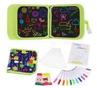 OSDUE Juegos de Pintura para Niños,Tabla de Dibujo Portátil para Niños Reutilizable con 12 Bolígrafos Borrables de Color,Libros Blandos de Pizarra para Educación Preescolar 2 3 4 5 6 Años,16 Páginas