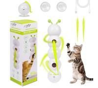 OSDUE Juguetes para Gatos, Juguete Interactivo Gato de Interior, Juegos de Caza para Gatos con Cola Peluda y Ventosa para Gato, Wusel Gusano Smart Motio, Pared y Ventana Juguete con Diseño de Gusano