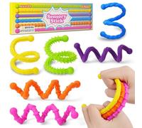 OSDUE Juguetes Sensoriales Texturizados Barras de Silicona, 6 Juguetes Antiestrés Fidget Toy Conjunto Cuerdas Viaje para Adultos TDAH Autismo Aliviar Ansiedad Estrés