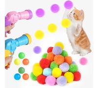 OSDUE Lanzador de Juguetes para Gatos,2 Pistolas de Juguete, Lanzador de Bolas de Juguete con 100 Pelotas Pompones para Gatos, Bolas de Peluche Silenciosas, Juguete Interactivo para Gato