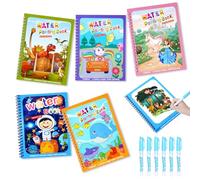 OSDUE Libro de Acuarelas para Niños, 6 Piezas Libro de Magia, Libro de Acuarelas, Pintura de Acuarela, Libro Mágico de Acuarelas, Libro Mágico Reutilizable con 6 Bolígrafos