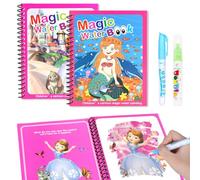 OSDUE Libro Magico Acuarelas, 2 Piezas Magico Pintar con Agua para Niños, Reutilizable Libro Mágico de Acuarelas con 2 Bolígrafos Educativo Doodle Pintar Juguetes para Niños, Juegos para Viajes