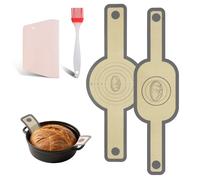 OSDUE Lot de 2 Tapis de Cuisson en Silicone pour Four Hollandais, Elingues à Pain Antiadhésif Réutilisable, Baking Mat avec Poignées Anti Brûlures pour Pizza Pain au Levain Biscuits, Rond & Ovale