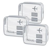 OSDUE Neceser Viaje, 3 Piezas Neceser de Aseo Transparentes Avión Bolsa de Cosméticos para Maleta Bolsa Maquillaje Organizador de Viaje para Mujer para Transportar líquidos Viajes BañO-Gris