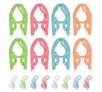 OSDUE Perchas de Plástico Plegables para Ropa, Ganchos de Conexión para Perchas de Plástico, 8 Perchas Plegables y 8 Ganchos de Conexión para Perchas, Perchas Plegables Portátiles, Ahorro de Espacio