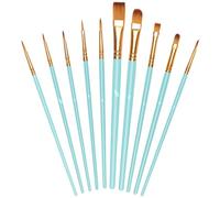 OSDUE Pinceles de Nylon, 10 Piezas, para Acuarela óleo Cara Dibujo de líneas para Artistas Principiantes Profesionales y Amantes de la Pintura, Azul Cielo