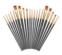 OSDUE Pinceles de Nylon, 20 Piezas, para Acuarela óleo Cara Dibujo de líneas para Artistas Principiantes Profesionales y Amantes de la Pintura, Negro