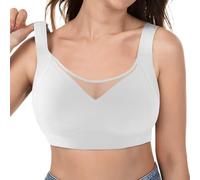 OSDUE Sujetador sin Aros Mujer, Blanca sin Costuras con Relleno Sujetadores básicos para Mujer, Cuello en V Sostenes Push-up, 75% Nailon y 25% Elastano Suave y Lisa, L