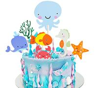 OSDUE Toppers de Pastel Temáticos Lindos - Suministros de Fiesta de Cumpleaños Reutilizables DIY, Decoración de Pastel - Pony Rosa, Sirena, Animales Marinos, Criaturas del Bosque