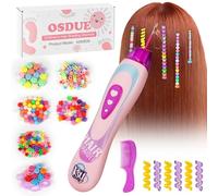 OSDUE Trenzador de Pelo Automático,Kit Juego de Joya para el Cabello Máquina Hair Bedazzler Accesorios de Peinado DIY Divertido Kit de Decoración con Peines, Regalos Niñas 5 6 7 8 9 10 Años,Rosa Roja