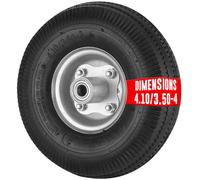 OSE - Rueda de diablo inflable 26 x 6,5 cm - Rueda de diablo 4.10 3.50-4 - Diámetro del eje transportado 1,6 cm, cámara de aire incluida - Rueda para carro de jardín - todo terreno, sólido y duradero