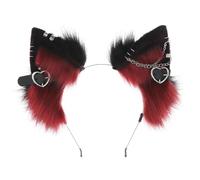 Oseczmut Diademas de gato para niñas y mujeres, diadema de lavado facial - Cómoda diadema de Halloween | Diademas elásticas en de gato con corazones de metal y borde de cadena para