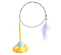 Oseczmut Juguete interactivo con varita de plumas para gatos,Juguete interactivo con plumas de gatos, Varita elástica para gatos con súper ventosa, Juguete flexible de caña de pescar Teaser para gatos