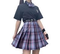 Osheoiso Japonés 3D Anime Ropa Sudadera con Capucha Gótica Mujeres Harajuku Top Niñas Falda Plisada Mini Corto Plisada Faldas A-Line Elegante Plisada Faldas de Escuela