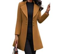 Osheoiso Mujer Abrigo Lana Chaqueta Trenchcoat Vestidos de Invierno Mujer Largos Cuello Larga Navidad Suéter Elegante Casual Abrigo Grueso Chaqueta A Amarillo L
